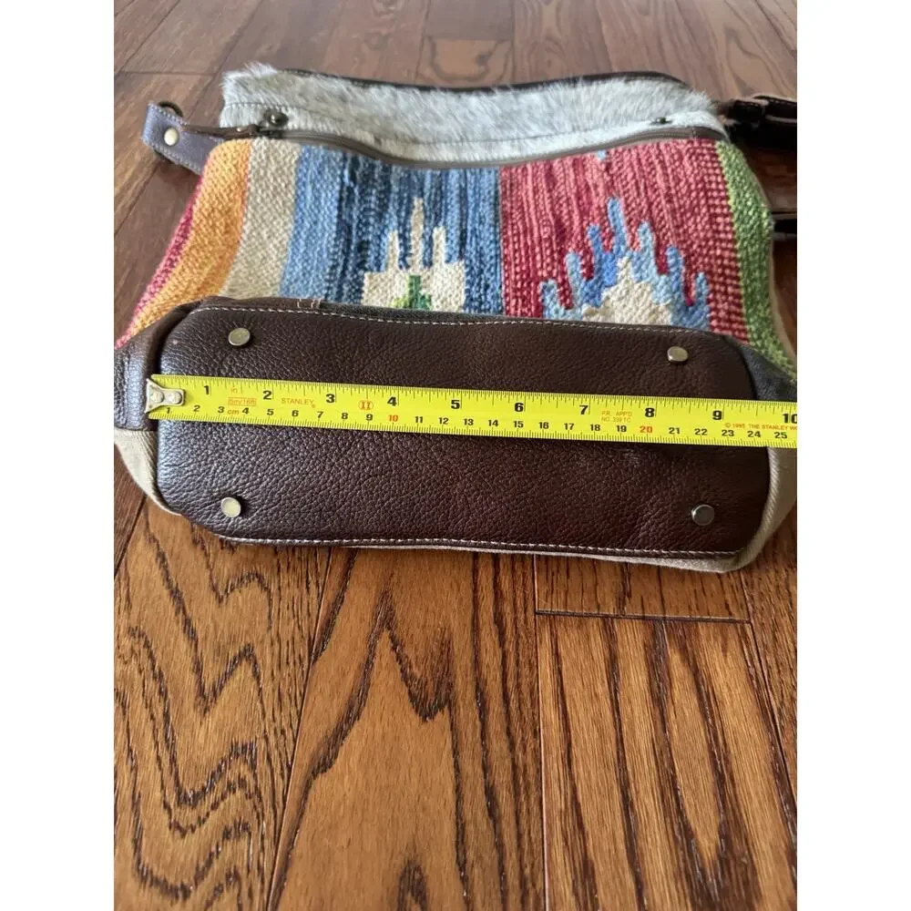 Myra Bag Technicolor‎ Cotton Rug Shoulder Bag Purse Bohemian Western Cowhide